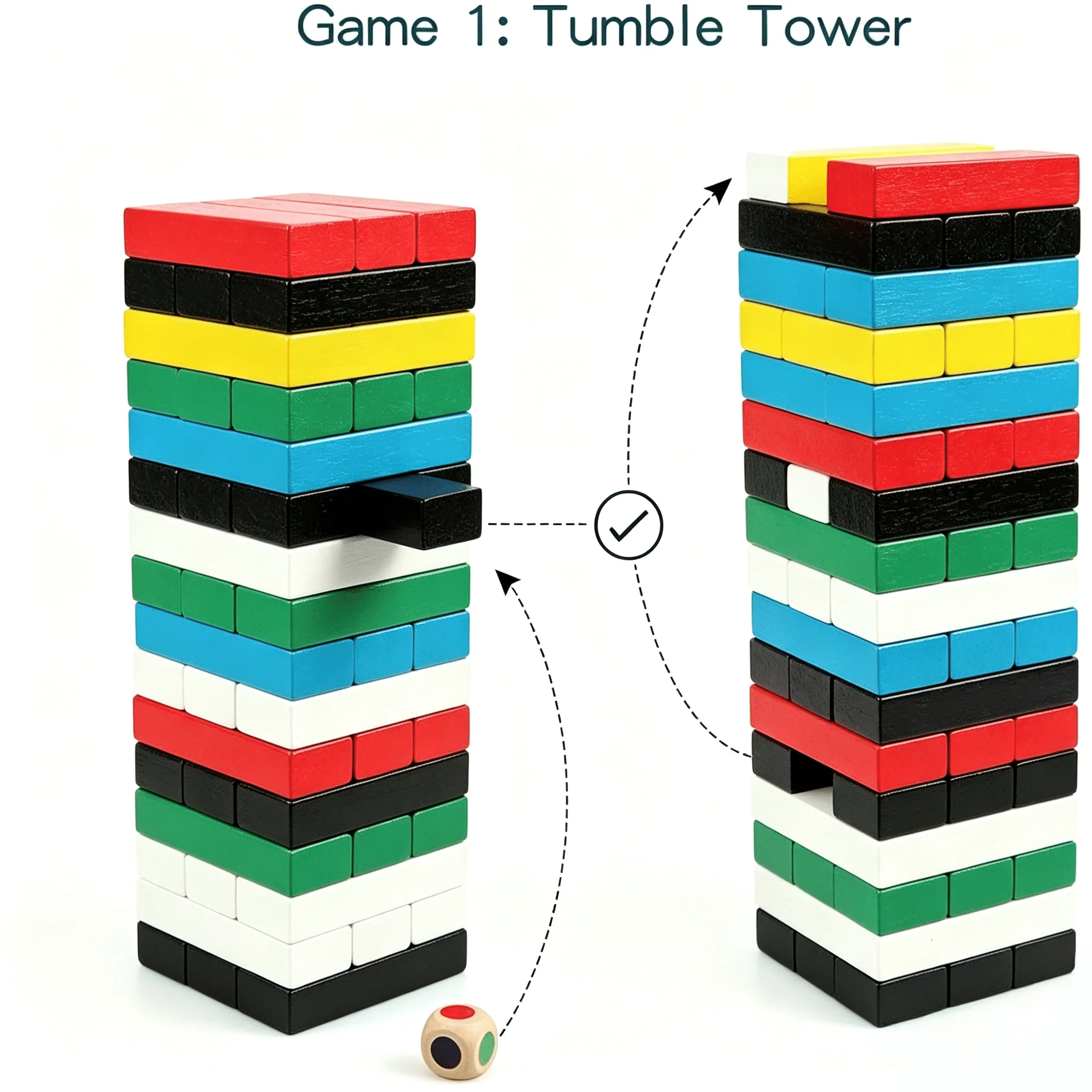 Colorful Wooden Number Tumbling Tower Game,Children Stacking Balance Building Blocks,Multi‑Sizes STEM Educational Wooden Toy,Interactive Family Party Tabletop Board Game for Kids and Adults