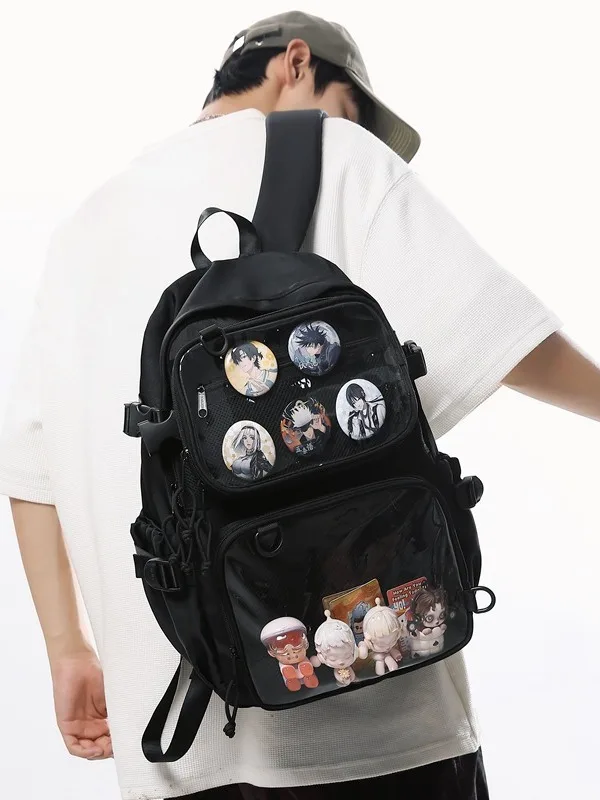 Multi Layer Clear Window Ita Bag Backpack for Otaku Collect Pins Badges Figures Large Capacity Casual Student Shoulder Rucksack