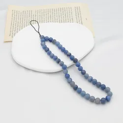 8MM Blue Aventurine Natural Stone Beaded Hanging Cord Phone Strap Bracelet Lanyard Decoration Anti-Lost Cellphone Chain