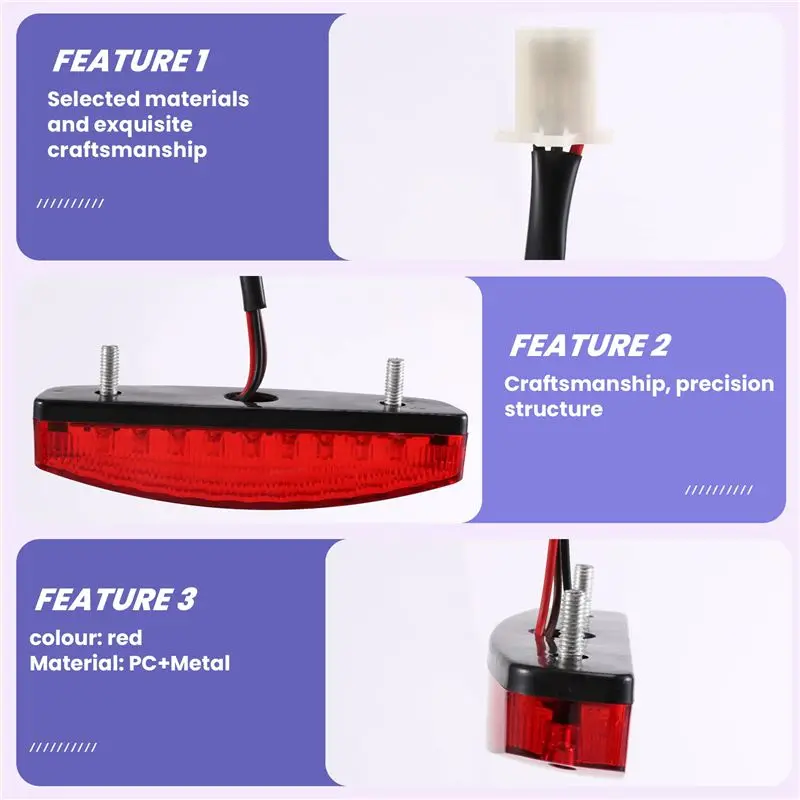 Reliable-ATV 12V 3 Wire Brake Stop Light License Taillight Red For ATV Off Road Motorcycle Signal Lamp Accessories Car Lights