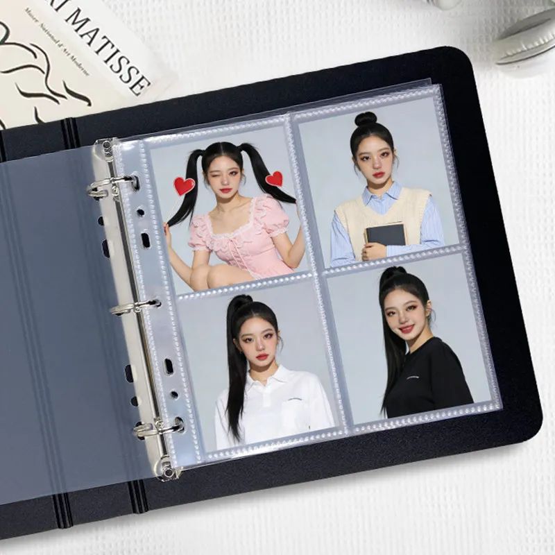 For Fujifilm SQ Instant Photo Album D‑Ring Binder, 4/6 Pocket Acid‑Free PP Pages 25 Sheets + 2 Dividers Large Photo Storage Book
