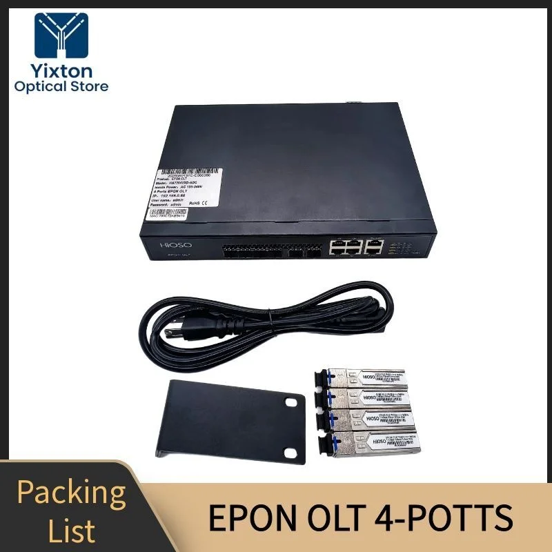 OLT Optical Line Terminal HIOSO 4-Ports EPON OLT 10G uplink 4pon+2*10G SFP+4*RJ45 with 9dB sfp or 10dB sfp  Optic Equipment FTTH