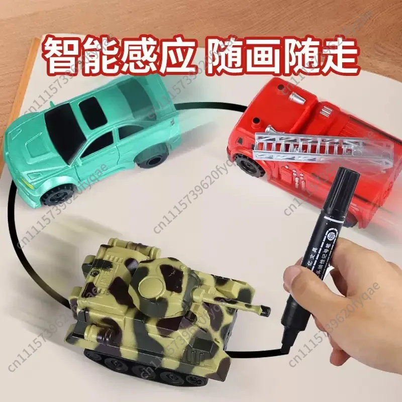 Light Tracking Line Follower Car, Kids Educational Draw Line Toy Tank Vehicle for Boys