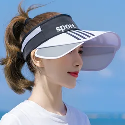 Summer Running Hat Women Empty Hat Outdoor Tennis Cap Fashion Letters Large Brim Sun Visor Color Matching Men Sports Hat