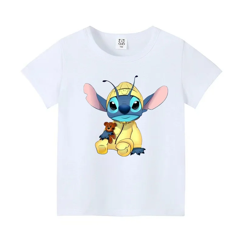 MINISO Fashion Clothing Kid Cotton Cartoon Stitch Printed T -Shirt Children Tee Shirts t shirt for boys/ girls Funny Top