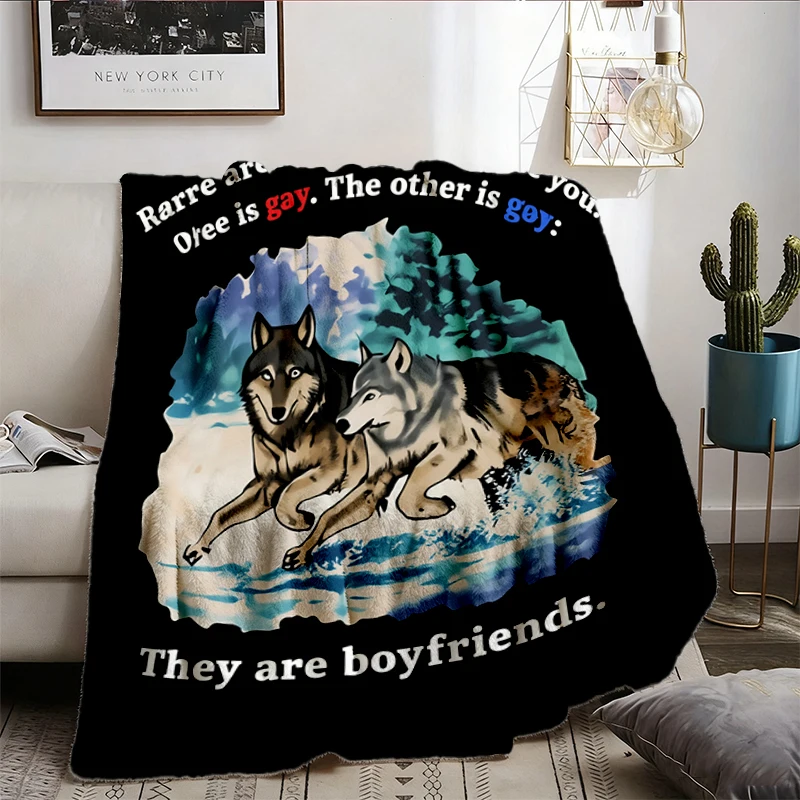 LGBTQ Support Flannel Blanket, There Are Two Wolves Inside You. One Is Gay. The Other Is Gay. Flannel Throw, Social Just