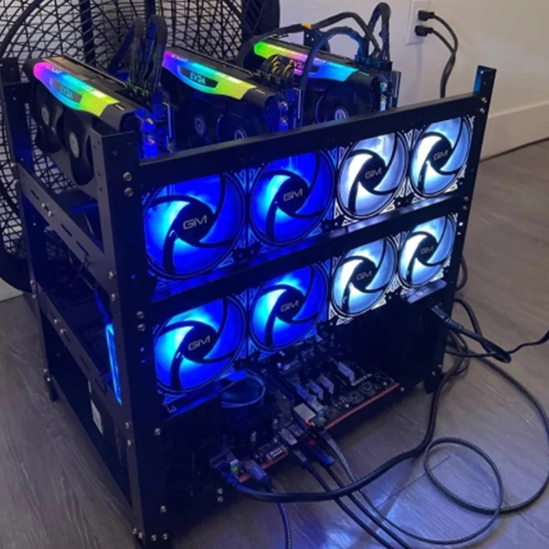 220v Electric Open Double-layer 12-card Graphics Fixed Dual Power EATX Motherboard Multiple Graphics Rack