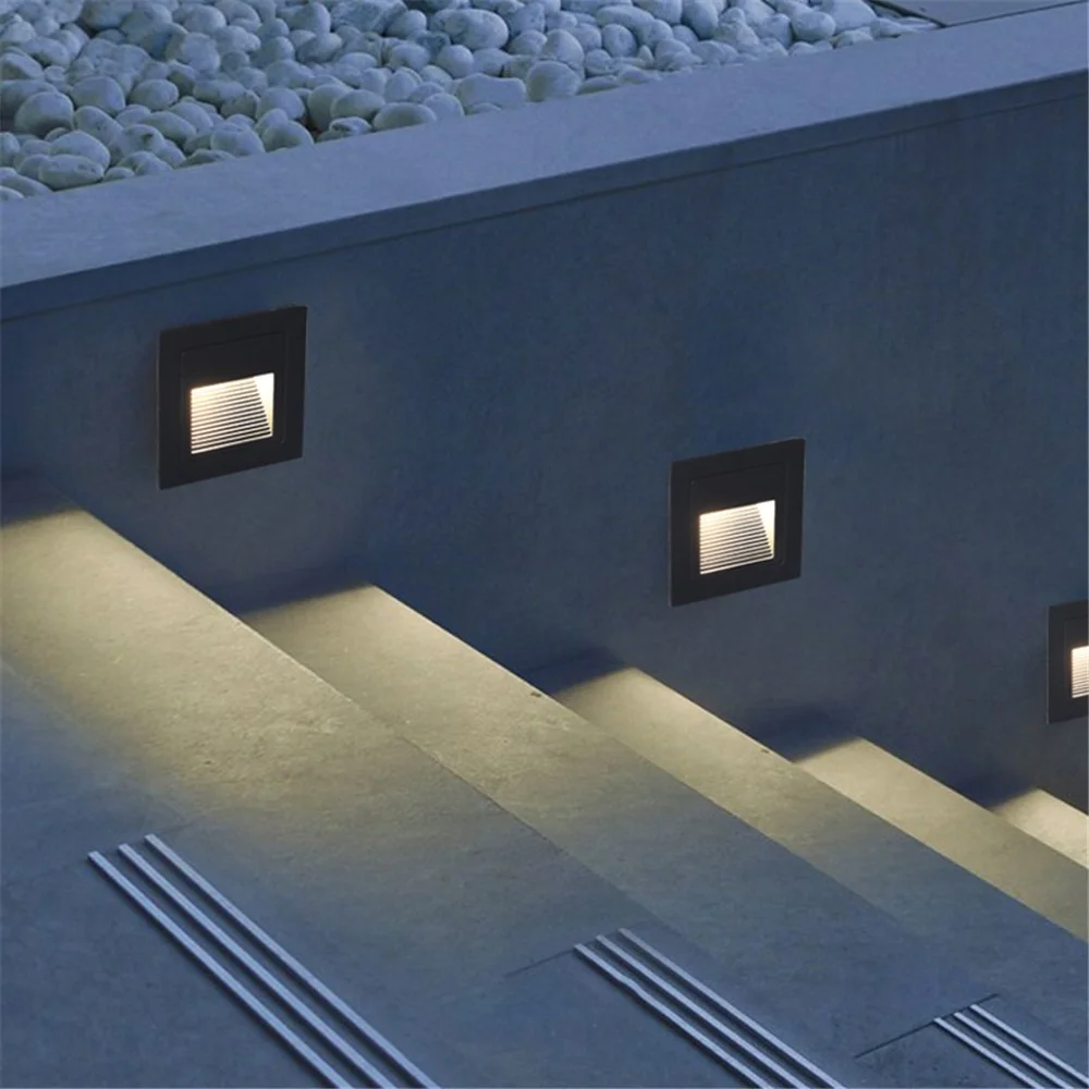Led Step&Stair Light 3W Recessed Wall Sconce Outdoor Waterproof Deck Flooring Lamp for Garden Porch Channel Stairway Staircase
