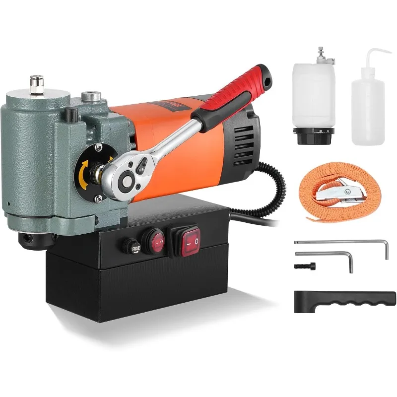 VEVOR Low Profile Magnetic Drill Press, 1300W Mag Drill, Light Weight Portable Mag Drilling Machine with Cooling Device