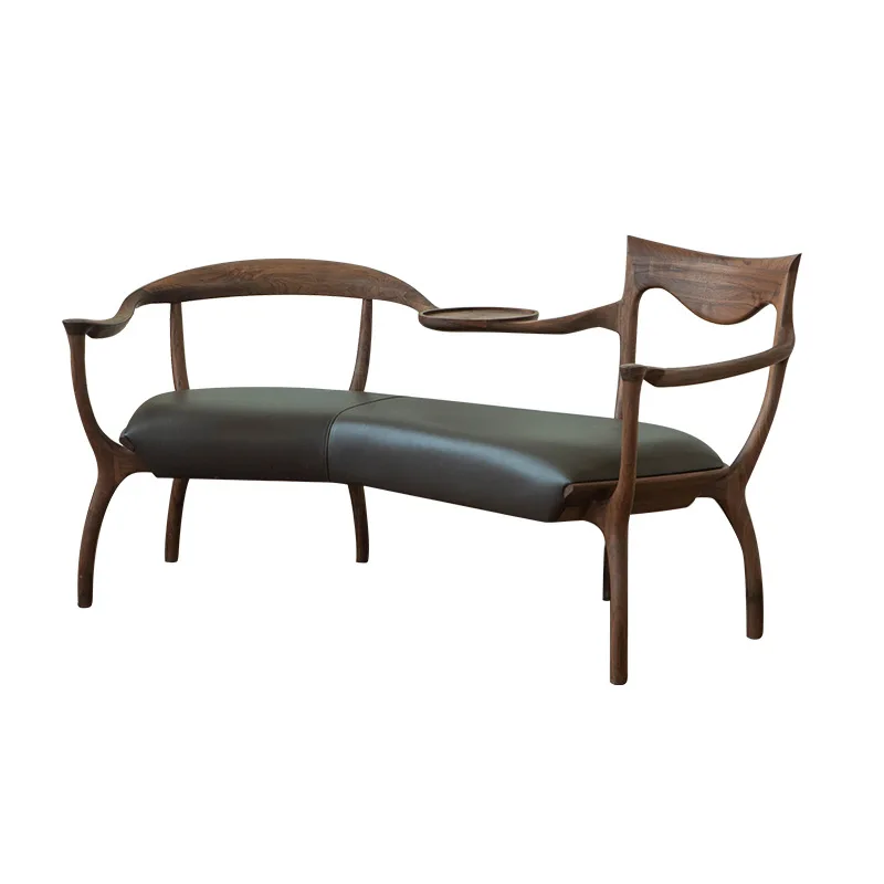 

French retro sofa chair leisure chair antique double sofa balcony lazy sofa solid wood designer chair