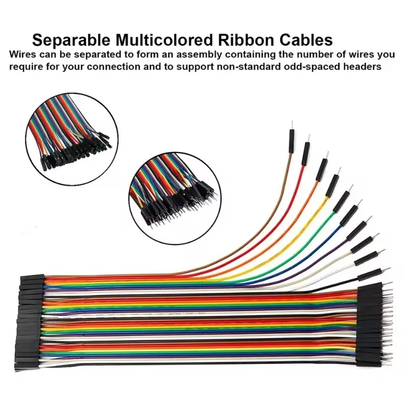 40-120Pcs Multicolored Jumper Ribbon Cables 15cm Breadboard Prototyping Dupont Wire 40Pin M-M M-F F-F for Arduino DIY Project