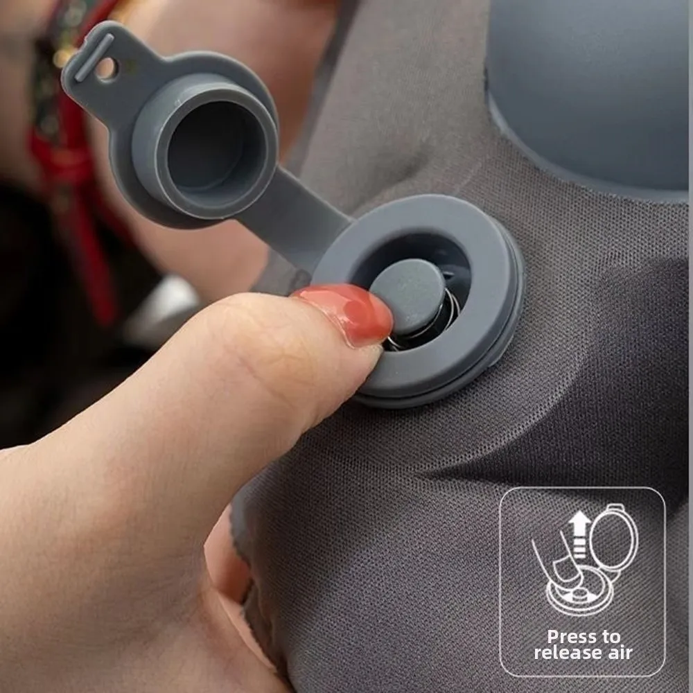 Portable Inflatable Lumbar Pillow Adjustable Firmness Press Self-Inflation Back Support Cushion Breathable Fabric