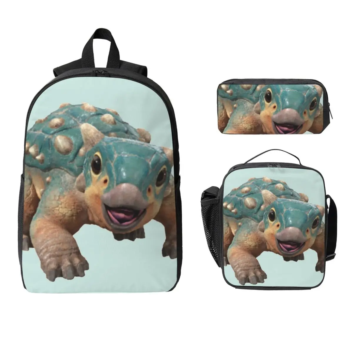 Bumpy Ankylosaurus Magniventris Backpack Boy Girls BookBag School Bag Computer Shoulder Bags 3ps Insulated Lunch Bag Pencil Case