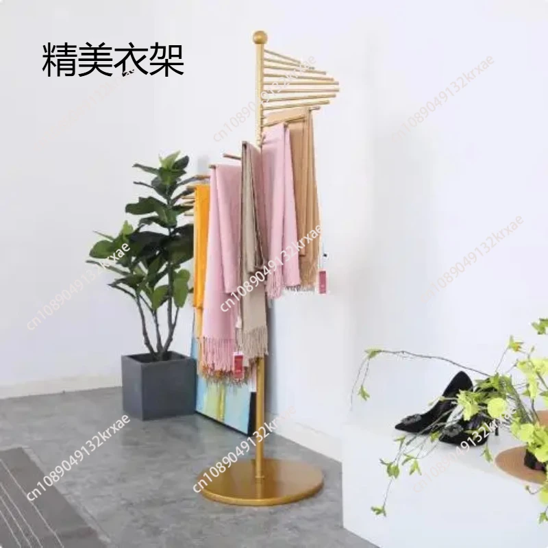 Clothing Store Iron Art Scarf Rack Round Creative Scarf Display Stand Floor-standing Display Nano gold