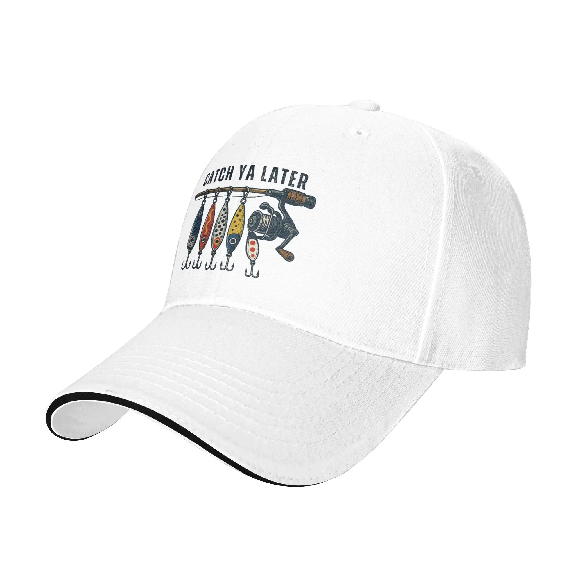 Catch Ya Later Funny Vintage Fishing Sandwich Baseball Cap Lures Outdoor Men Women Breathable Adjustable Headwear Adult Hat