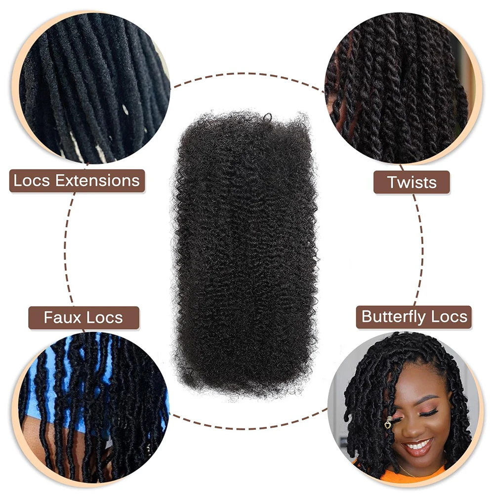 Premium Afro Kinky Bulk 100% cabello humano Afro Kinkys cabello humano a granel para extensiones de rastas reparación Locs crear rastas
