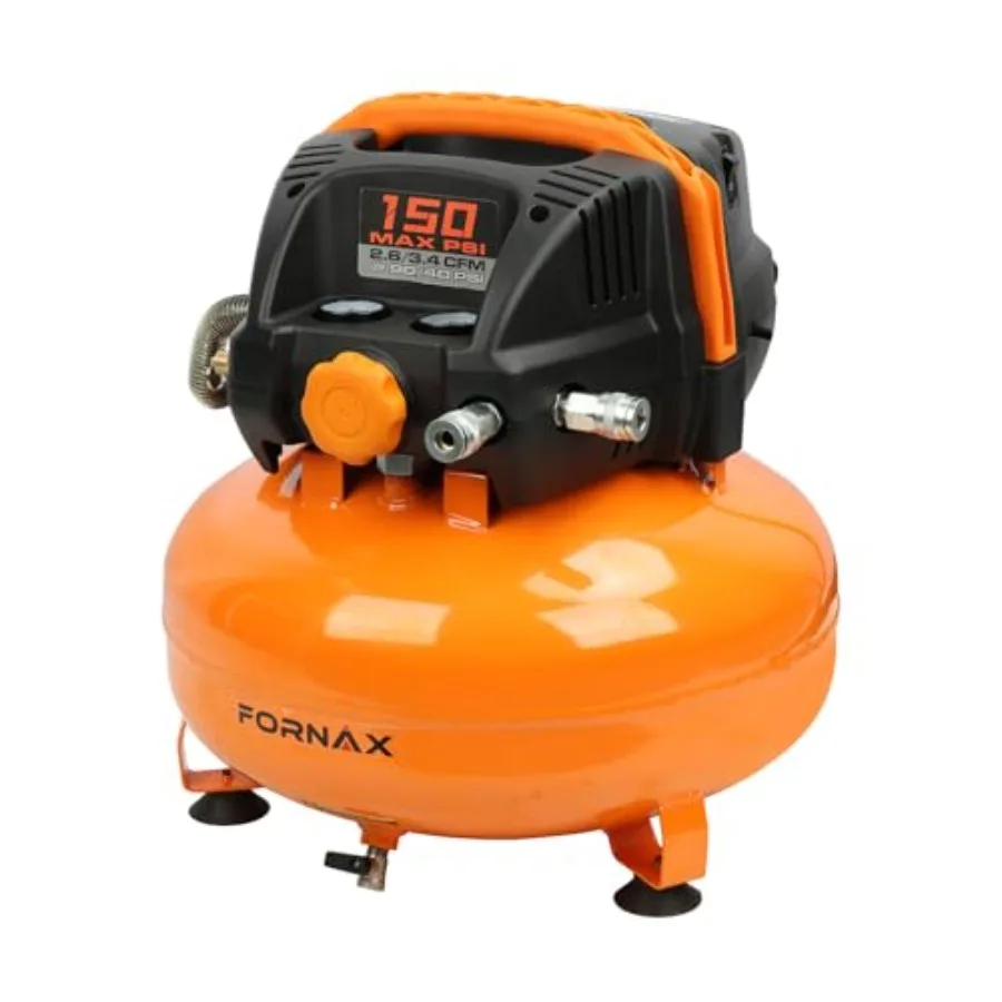 

Портативный электрический воздушный компрессор на 6 галлонов с двумя соединителями, 150 PSI, безмасляный, идеально подходит для накачки шин, покраски и DIY-проектов