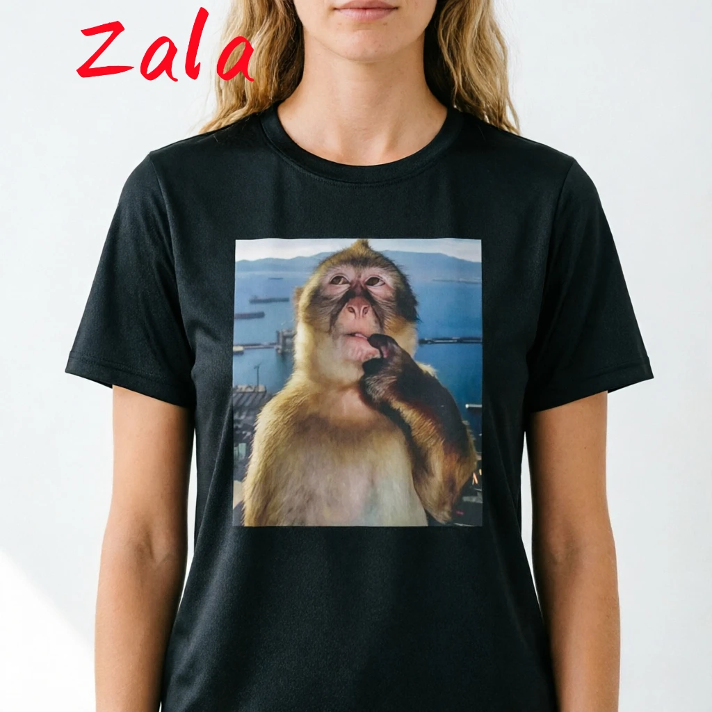 Funny Thinking Monkey Meme Graphic Printed Women's T-shirt Casual  Men Tops Streetwear Summer Short Sleeved Women's Clothing