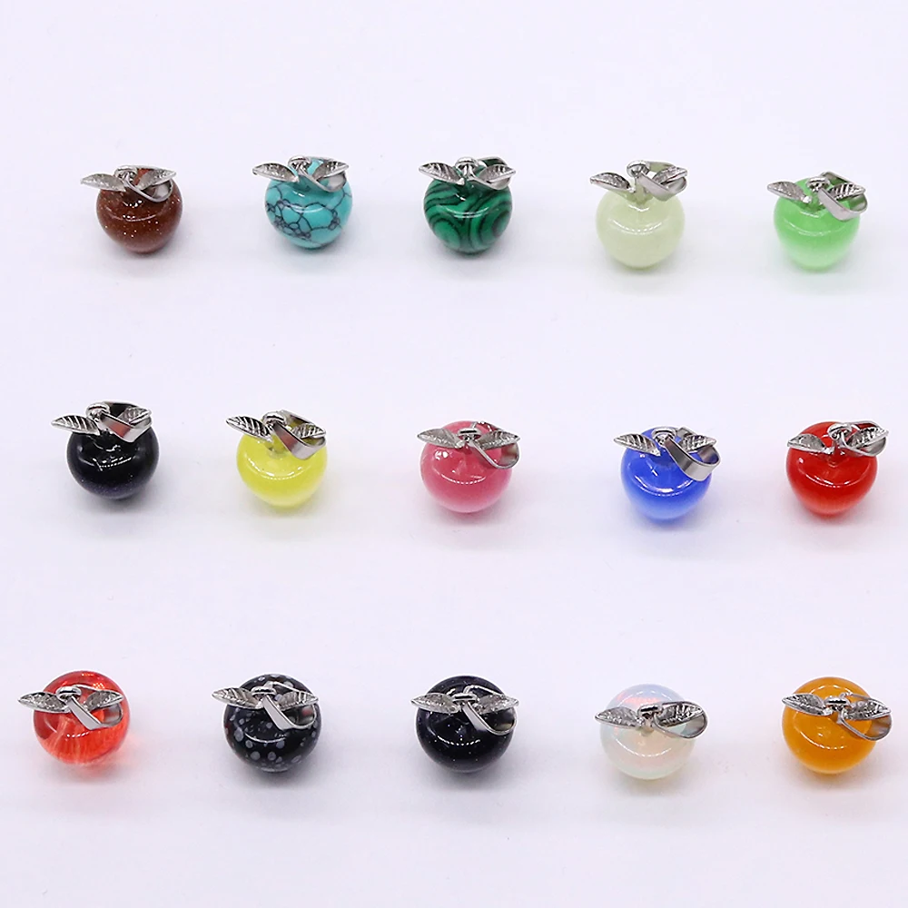 

4pcs Natural Stone Apple Pendant Woman Fashion Jewelry Hand Carved Agate Crystal Quartz Pendants for DIY Necklace Accessories