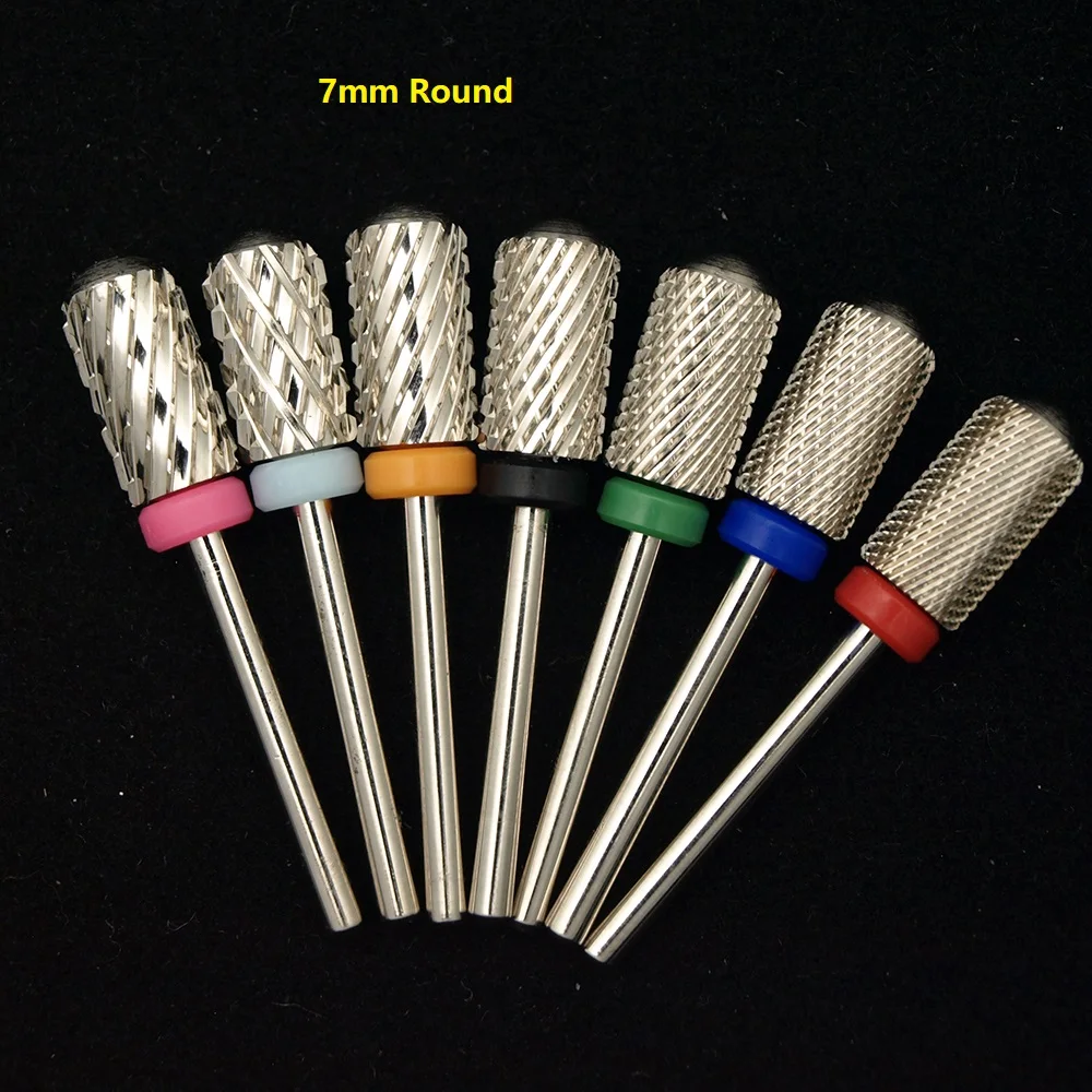 

New Silver 6.6mm Big Round Top Barrel Tungsten Carbide Nail Drill Bit Manicure File Accessories