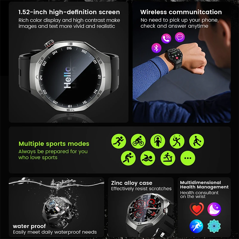 GT 5 Pro Series Sapphire AMOLED Screen GPS Smart Watch Classic Men IP68 Waterproof BT Call Fitness Smart Bracelet Global version