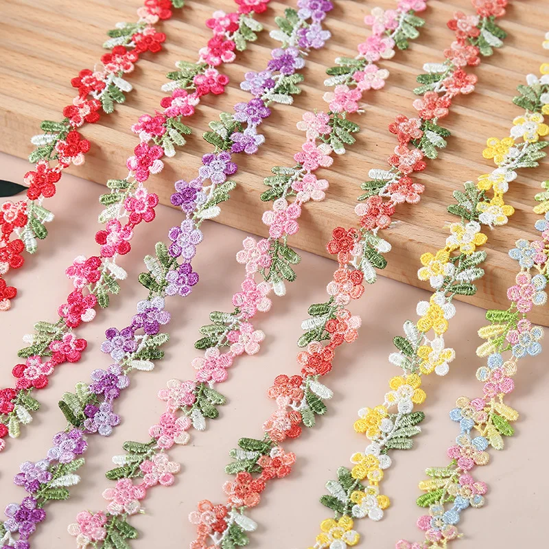 

15Yards/Lot 2CM Embroidery Lace Trim Colorful Small Flower Clothing Accessories Fabric Jewelry Necklace DIY Lace Trim