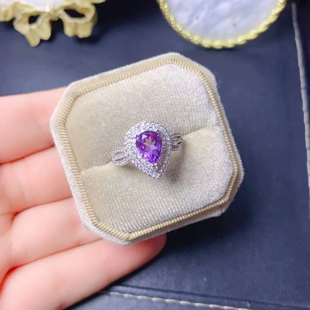 Natural Brazil Amethyst Ring 925 Sterling Silver Jewelry Ring for Women Free Shipping Carry Certificate  Engagement Ring