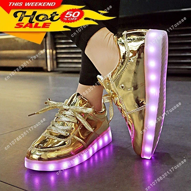 Trump Schuhe Homme Leuchtende Turnschuhe Jungen Mädchen Chaussures Lumineuse 11 Farben Gold Led Leuchtende Casual Sneaker Unisex 30-44