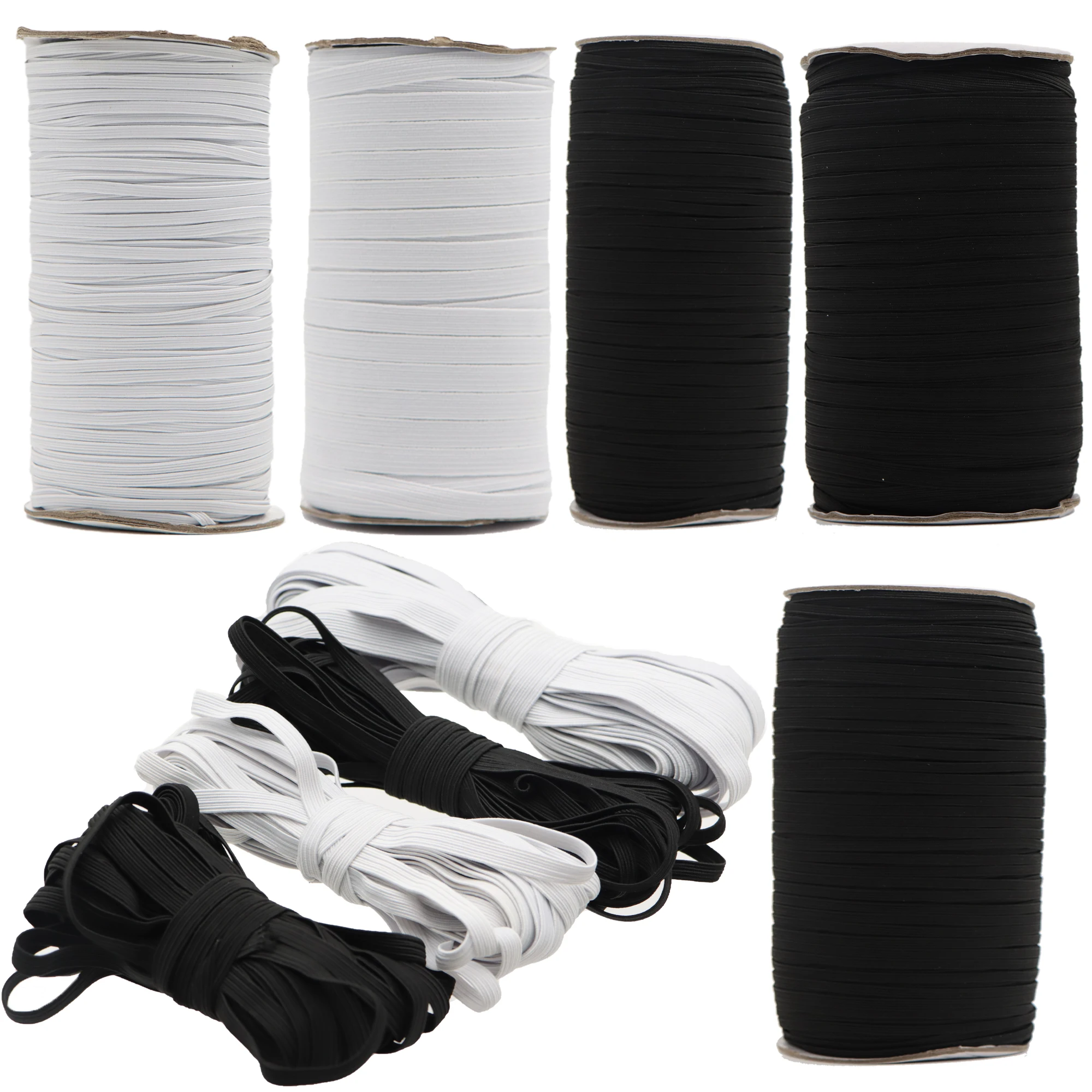 10 Yards 3/5/6/8/10/12mm White Black High-Elastic Elastic Ribbon Band Trim Sewing Stretch Rope DIY Garment Accessories,10Yc12598