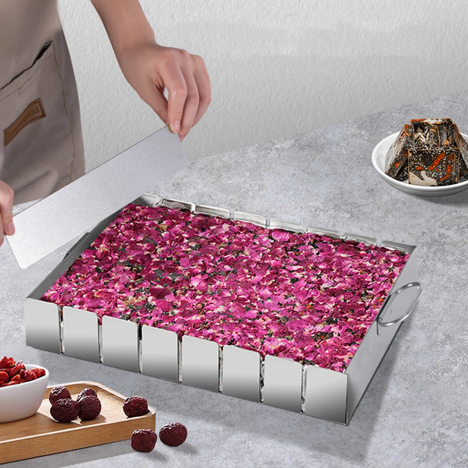

Donkey-hide Gelatin Mold Stainless Steel Nougat Tray Baking Sheet Pan Candy Mold Set Easy Clean Nonstick Surface Home Bakery