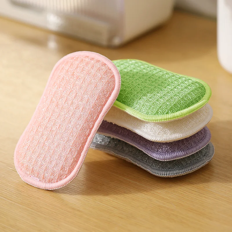 3Pk/5Pk Microfiber Sponge Cleaning Pads, Thickened Sponge, Waffle Fabric Sponge Cleaning Pads, Super Absorbent, Double-Sided Design for Powerful Stain Removal, Kitchen Cleaning Sponge, Friction Sponge, Dishwashing Kitchen Cleaning Cloth, Lint-Free Double-Sided Dishwashing Sponge, Double-Sided Thickened Figure-Eight Cleaning Sponge, Used for Scrubbing Dishes and Cookware