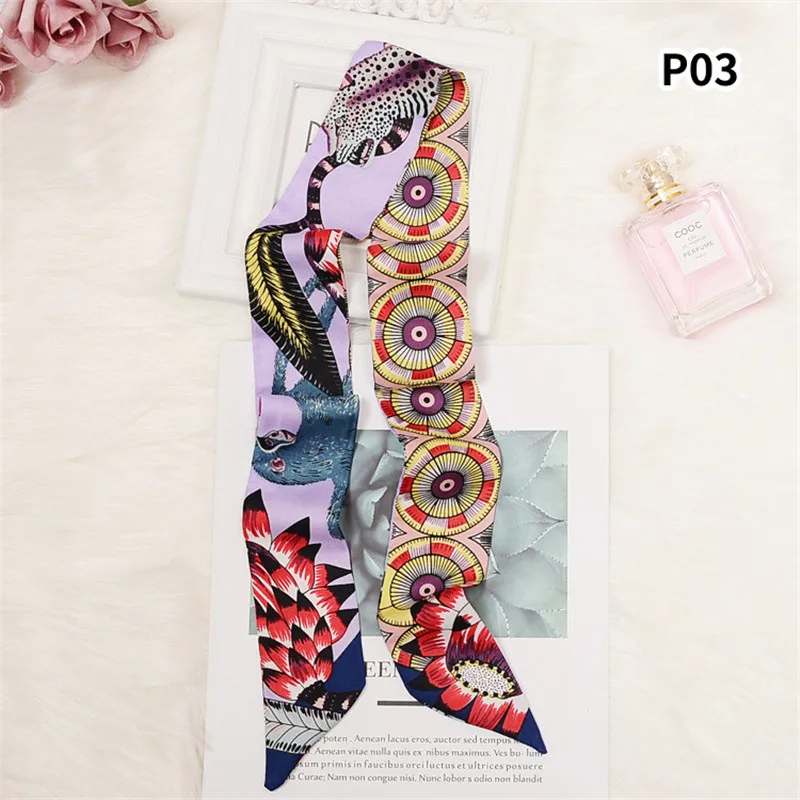 Long Tailed Monkey Skinny Scarf Bag Silk Scarves For Women New Fashion Head Scarf Luxury Brand Wrist Towel For Ladies
