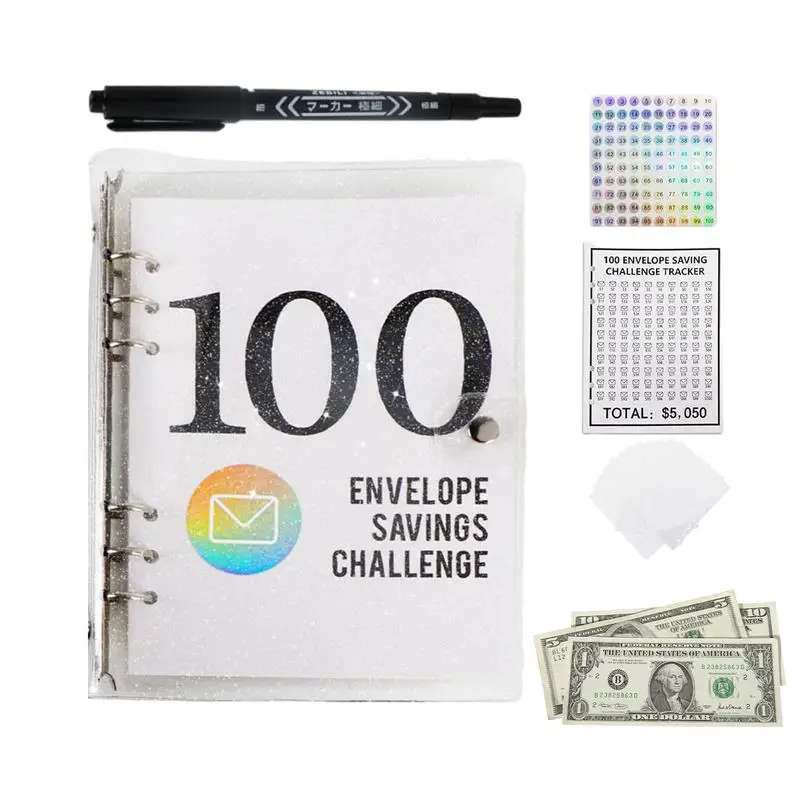 お金のスタッディング、節約、チャレンジ、a5、100を備えたお金の封筒を節約