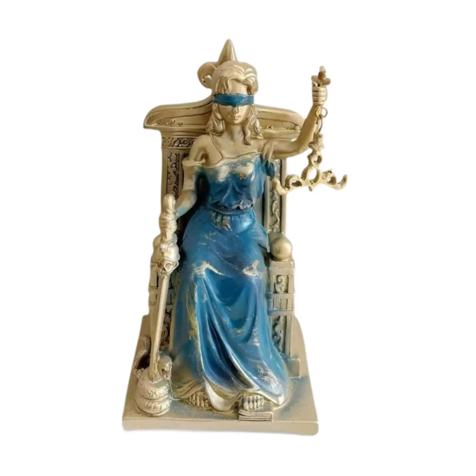 Blind Lady Justice Statue Sculpture Themis Goddess for Bookshelf Living Room