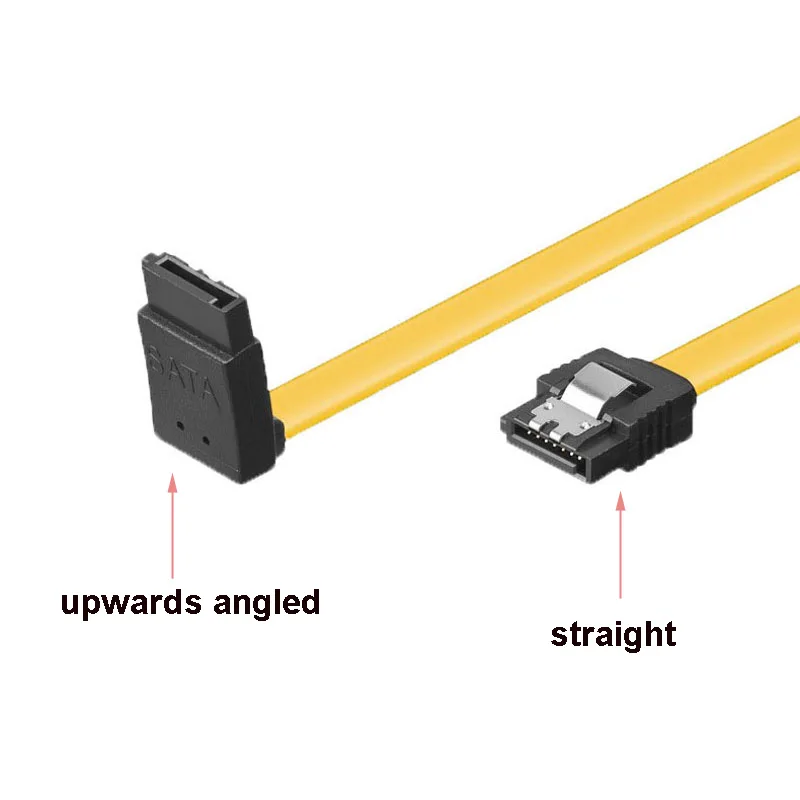 SATA 6 Gb/s Cable straight to upwards angled 50 cm yellow or red