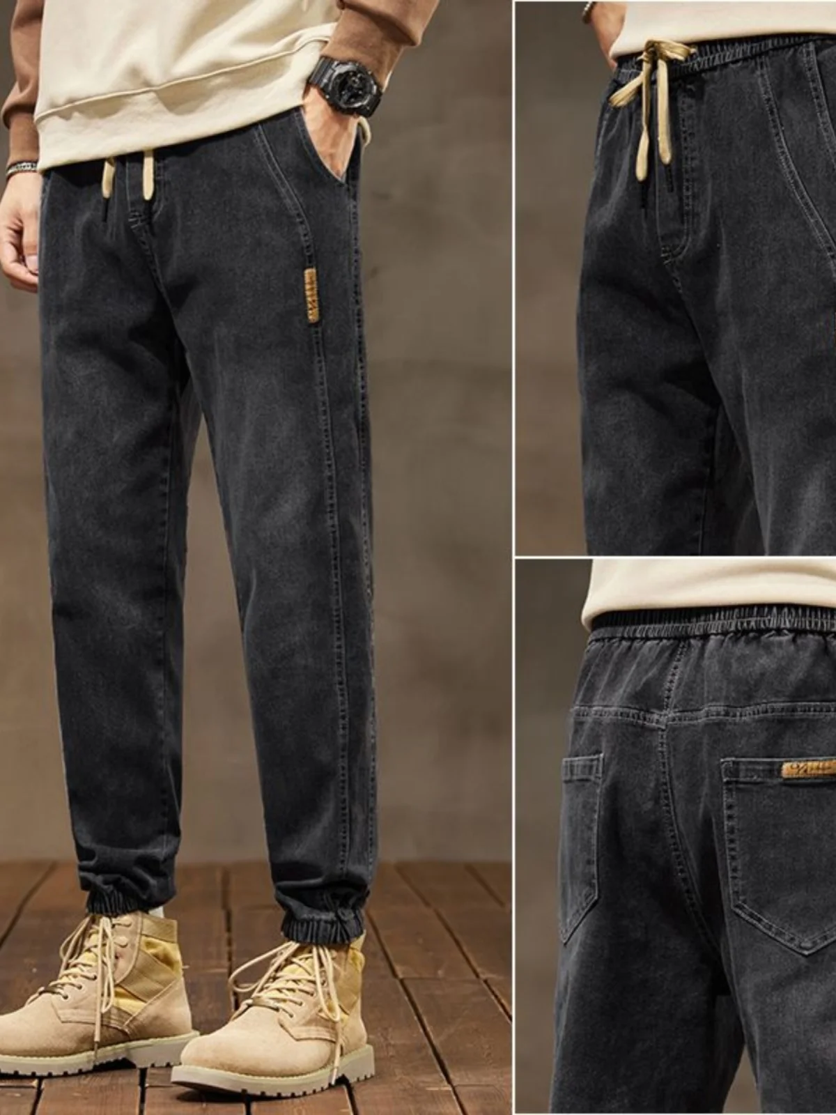

Spring Thin Denim Jeans Men's Loose Casual Cuffed Pants New 2026 Trendy Brand Harlan Long Trousers Youth Straight Leg Jeans