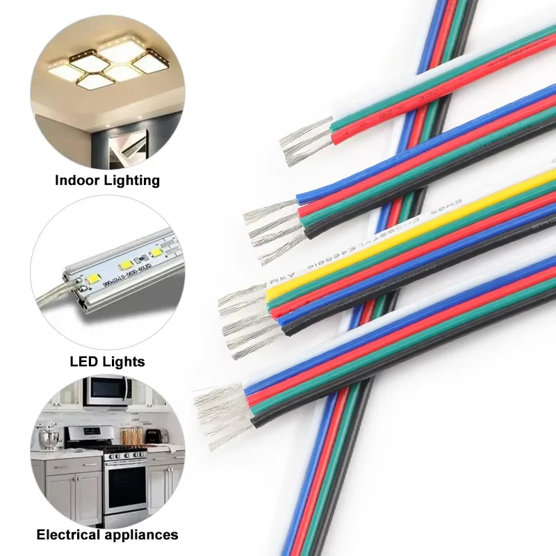 2-50m LED Extension Wire Line 22 20 18AWG 2/3/4/5/6pins LED Cable For RGB RGBW RGBWW SMD WS2812B LED Strip Light JST Connector