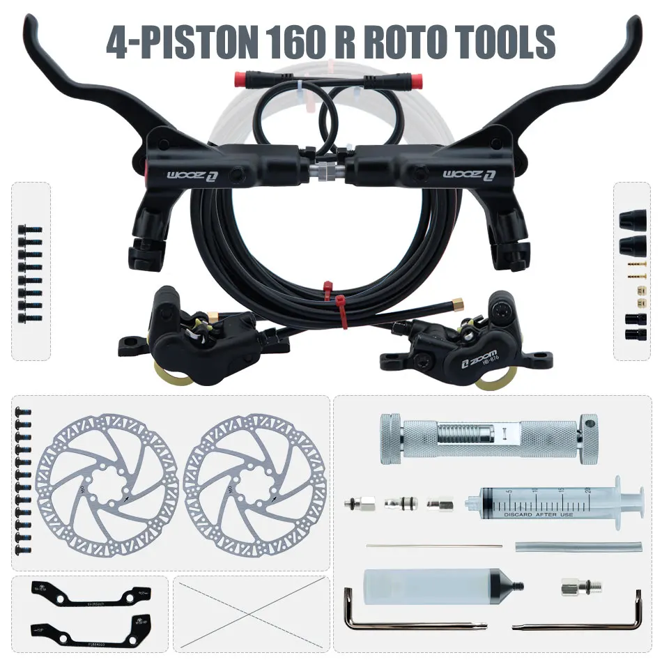 ZOOM HB-876E 4-zuiger schijf hydraulische rem elektrische scooter opvouwbaar 203 mountainbike uitschakelen zwart rood 160 e-bike fiets 180