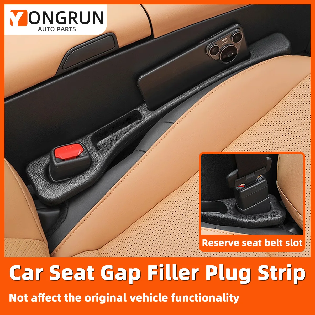 YONGRUN Car Seat Gap Plug Strip Storage Slot Design Increases Storage Capacity Car Seat Gap Filling Storage Box Car Interior