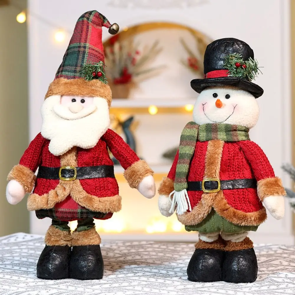 Snowman Stretchable Leg Christmas Doll Bear Mini Long Legged Elk Doll Modern Durable Santa Claus Stretch Doll Home