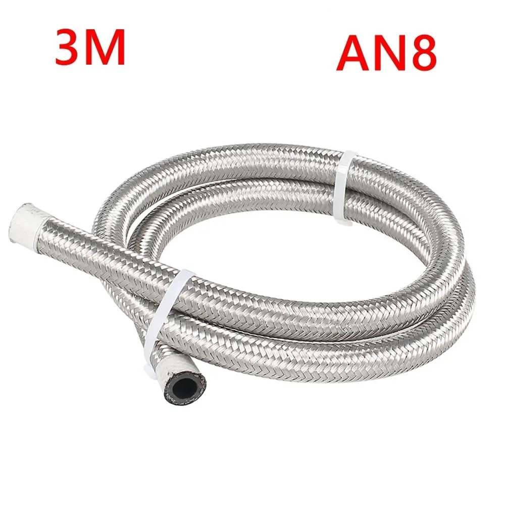16FT 5M AN4 AN6 AN8 AN10 AN12 Olie Brandstof Slang Olie Gas Cooler Slang Line Buis Nylon Roestvrij staal Gevlochten Binnen Cpe Rubber