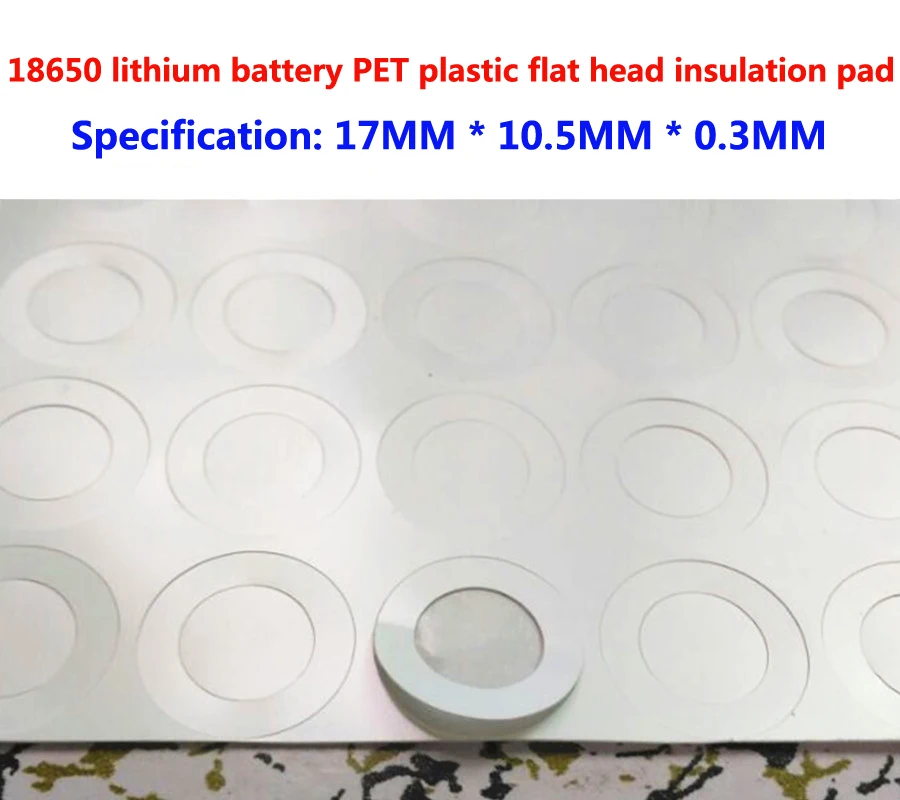 PET plástico eletrodo positivo cabeça oca, isolamento pad, junta original, bateria de lítio, 18650, 100pcs por lote