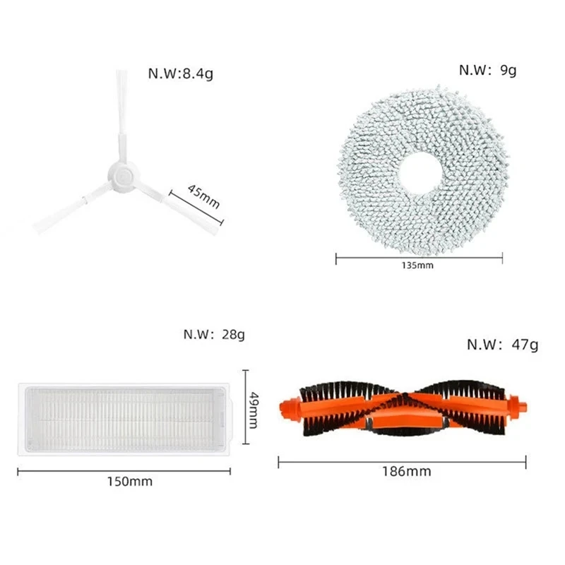 Roller Brush Hepa Filter Mop Cloth Side Brush Accessories For Xiaomi Mijia Self-Cleaning Robot 2 C101 Robotic Vacuum Cleaner