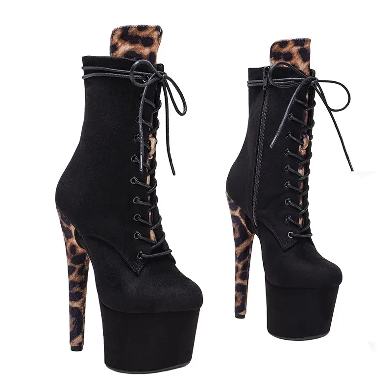 

LAIJIANJINXIA New 17CM/7inches Black Suede Upper Pole Dance Shoes High Heel Platform Sexy Nightclub Women's Modern Boots 219