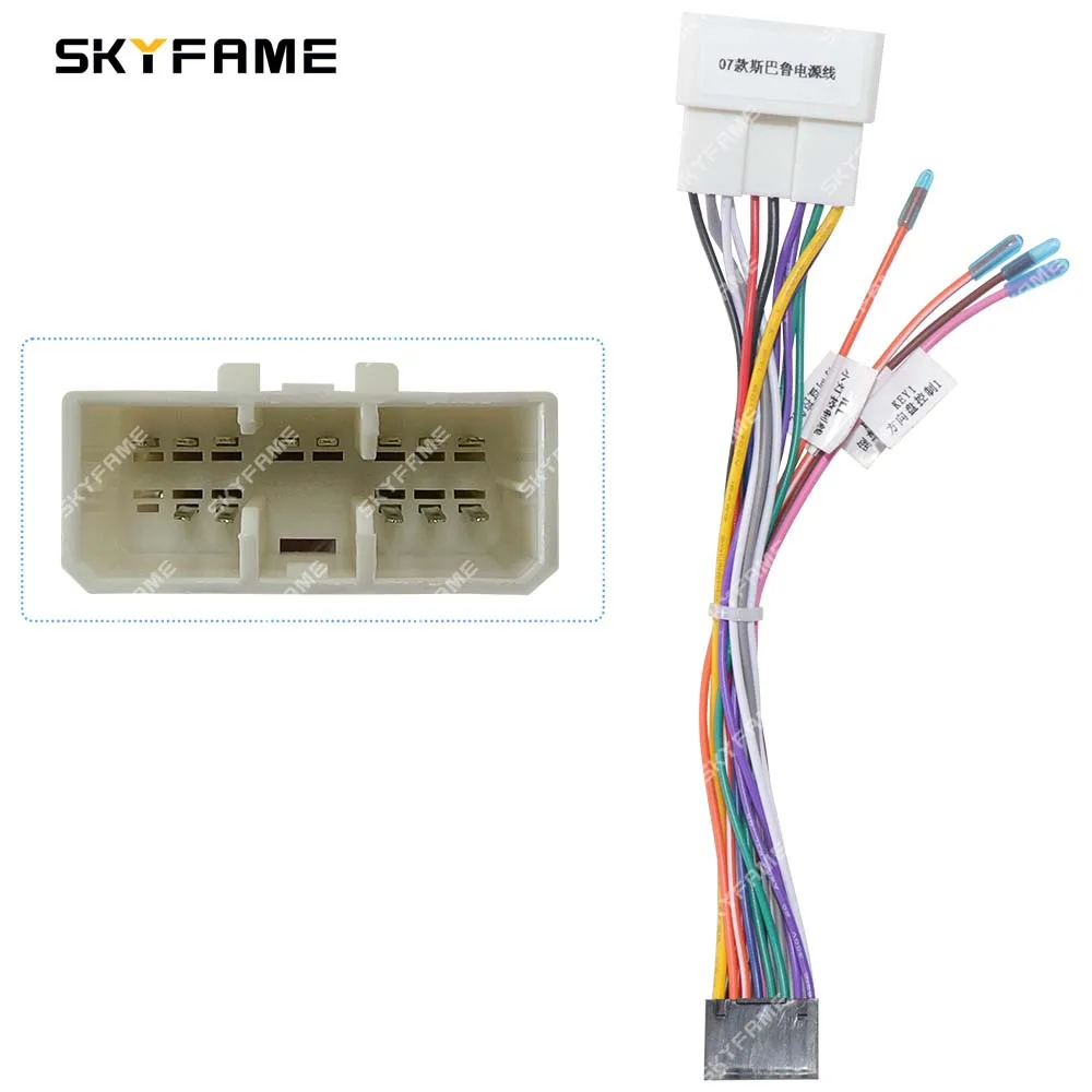 SKYFAME Car 16pin Wiring Harness Adapter Android Radio Power Cable For Subaru