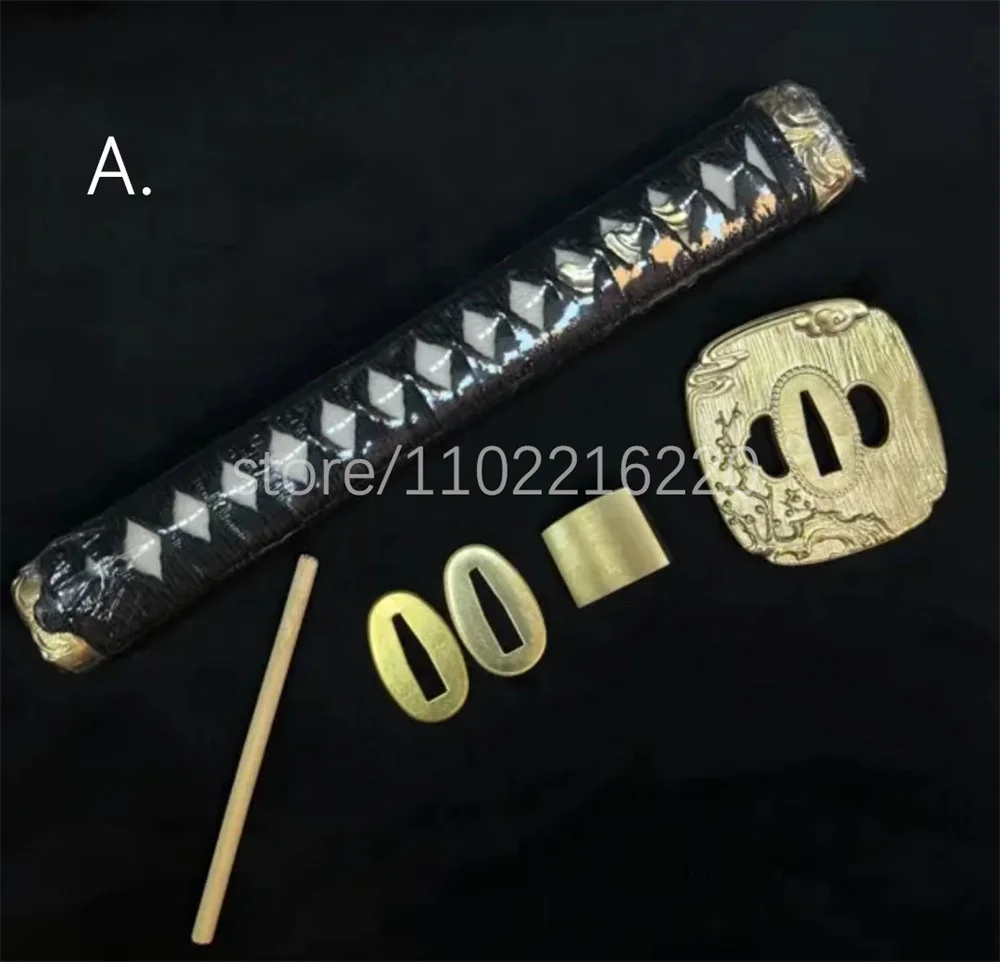 

Набор чудесных ручек из натуральной кожи Rayskin 26 см, латунная поручня Tsuba Habaki Seppa для японского самурая, катаны, фитинги для меча