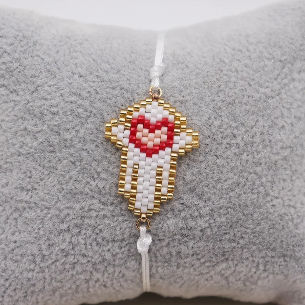 Rice Bead Bracelet  Hand knitting Fashion Simple Bohemia  Adjustable Graphical Female Devil's eye Palm Beaded Bracelet