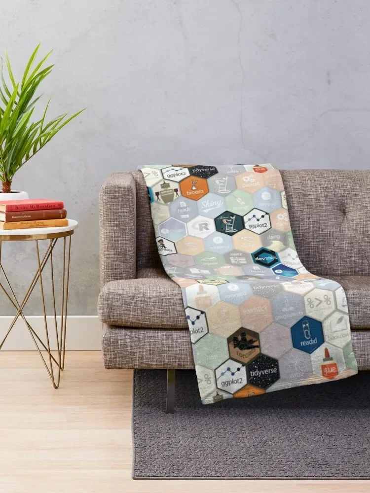 R hex fabric (small hexes) Throw Blanket Beach christmas gifts Beautifuls Sofas Blankets