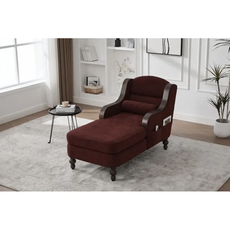 Oversized Chaise Lounge Indoor, Fabric Single Sofa Bed with Wide Seat, Upholstered Lazy Sleeper Armchair for Living Room and