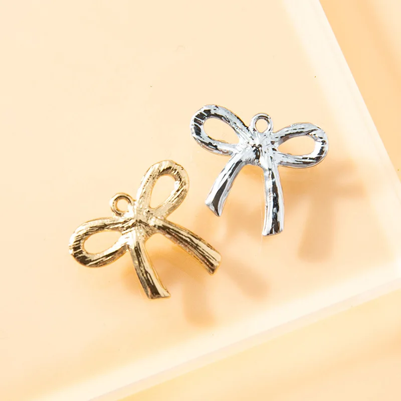 10pcsBow, diamond pendant, bracelet, female keychain, DIY pendant, alloy electroplated accessory, small accessory